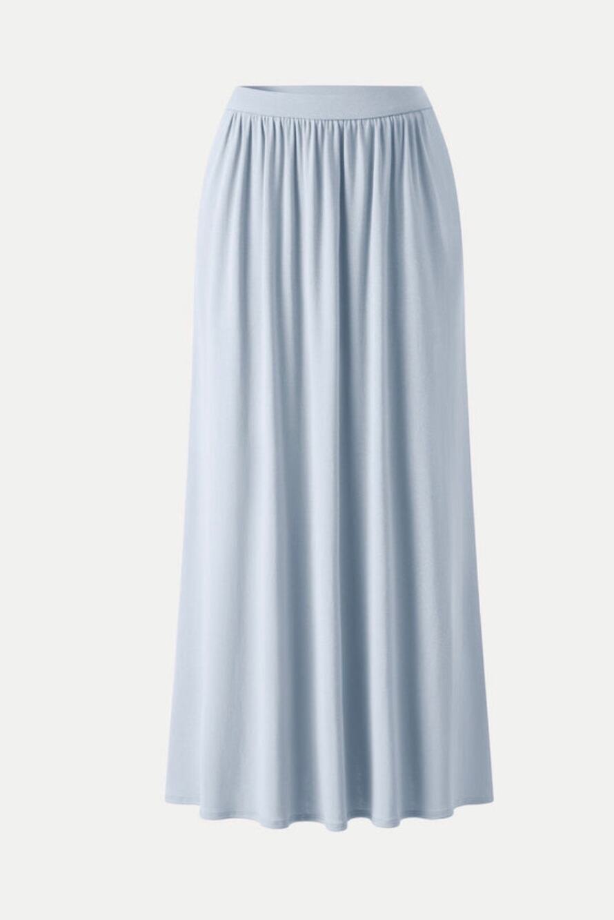 OGL Soft Linen Knit Gathered A-Line Maxi Skirt Dew Sky Blue Size S